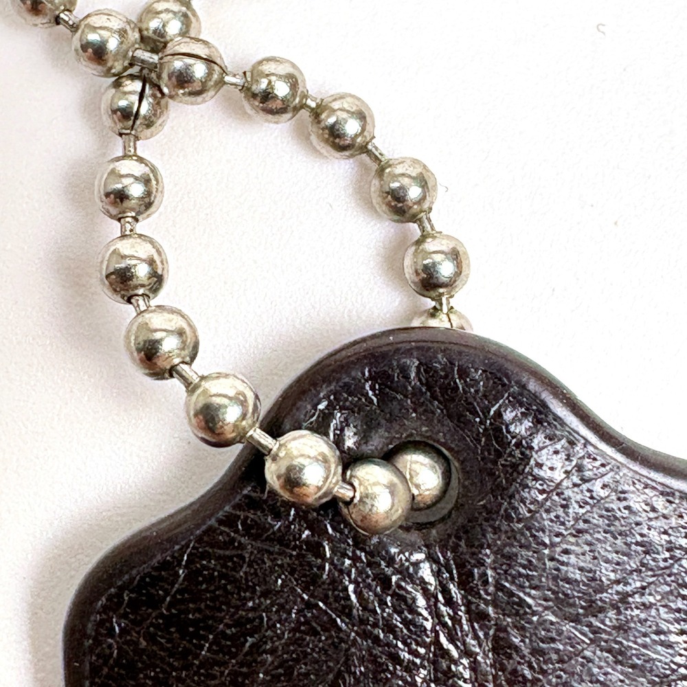 VTG Y2K Coach Double Sided Leather Bag Charm Brown Hang Tag Key Chain Fob Rplc - Picture 6 of 7